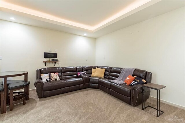 living room with light colored carpet