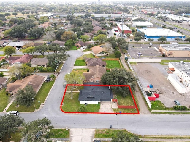 bird's eye view with a residential view