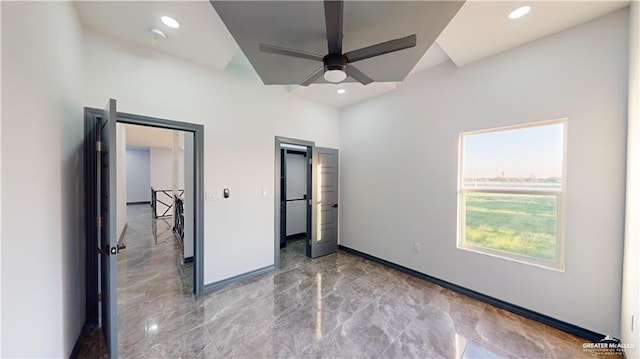 unfurnished bedroom with ceiling fan