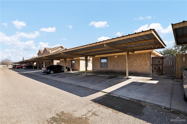 view of parking with a carport