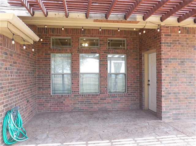 exterior space with a pergola