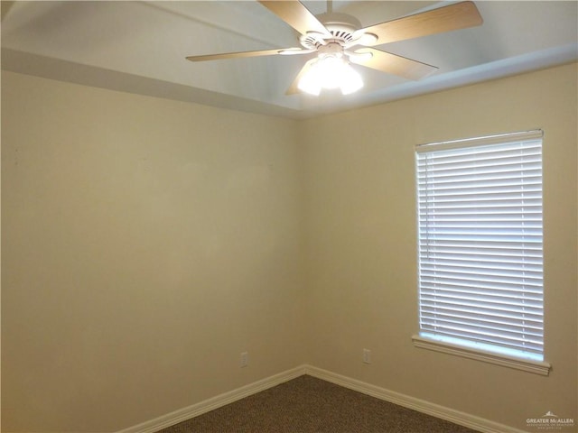 3519 Aspen Dr, Edinburg, TX 78542 - spare room with dark colored carpet and a ceiling fan