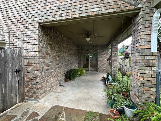 view of patio with ceiling fan