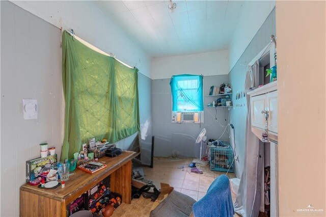 bedroom with a textured ceiling, cooling unit, and crown molding