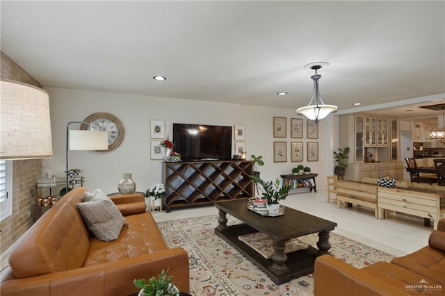 view of tiled living room