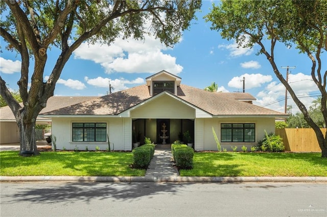 view of front of home with a front yard