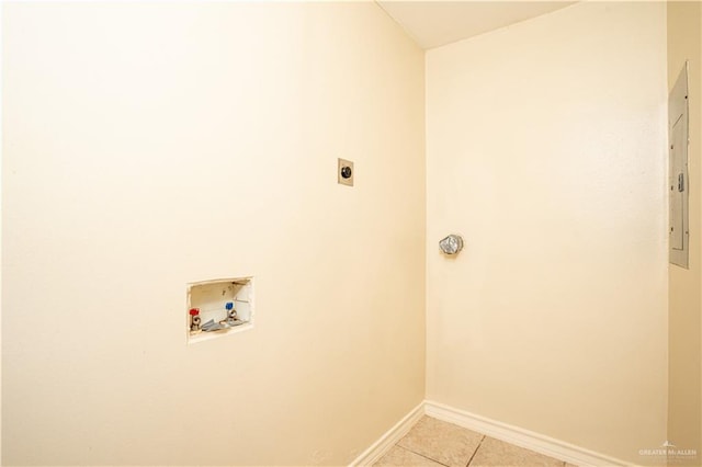 laundry area with washer hookup, light tile patterned floors, and hookup for an electric dryer