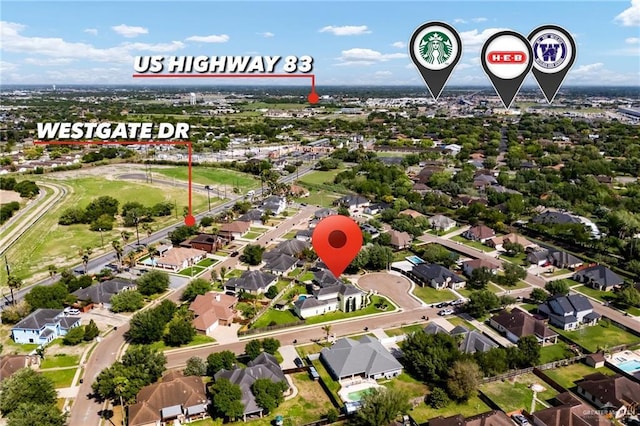 806 Beryl Cir, Weslaco, TX 78596 - aerial view of property's location with nearby suburban area