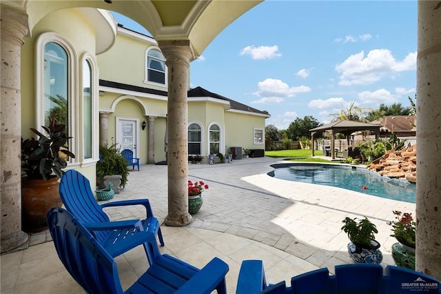 806 Beryl Cir, Weslaco, TX 78596 - swimming pool featuring a gazebo and a patio