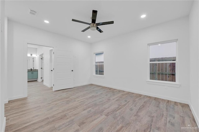 4720 Waterford Ave, Edinburg, TX 78539 - spare room featuring ceiling fan, light wood finished floors, recessed lighting, and baseboards