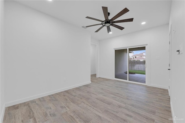 4720 Waterford Ave, Edinburg, TX 78539 - unfurnished room featuring recessed lighting, light wood-style floors, ceiling fan, and baseboards