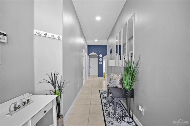 317 Ohara Dr, Pharr, TX 78577 - hall featuring light tile patterned floors, recessed lighting, and baseboards
