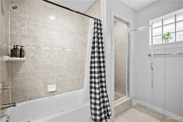 317 Ohara Dr, Pharr, TX 78577 - full bathroom featuring shower / tub combo and tile patterned flooring