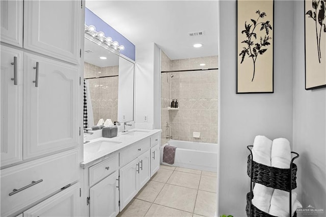 317 Ohara Dr, Pharr, TX 78577 - full bathroom with tile patterned flooring, bathing tub / shower combination, and double vanity
