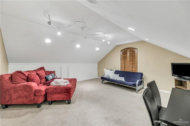 2504 Wernecke Ave, Mission, TX 78574 - living room featuring carpet and vaulted ceiling