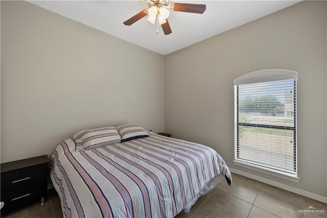 2715 Mimosa St Unit 9, Mission, TX 78572 - tiled bedroom with a ceiling fan and baseboards