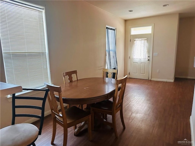 dining room with hardwood / wood-style flooring