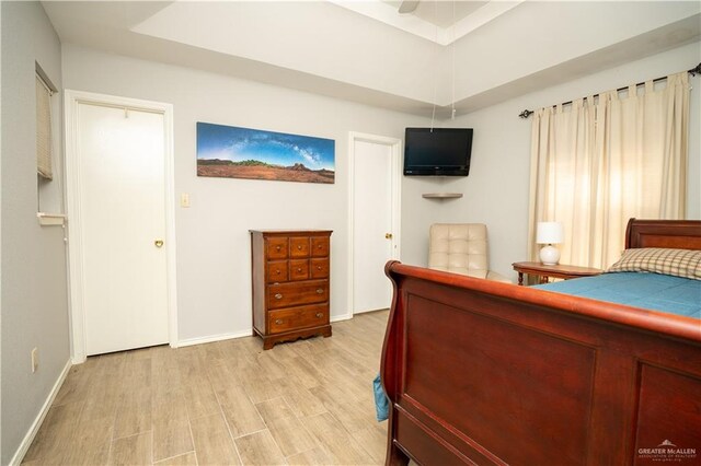 bedroom featuring light wood-type flooring