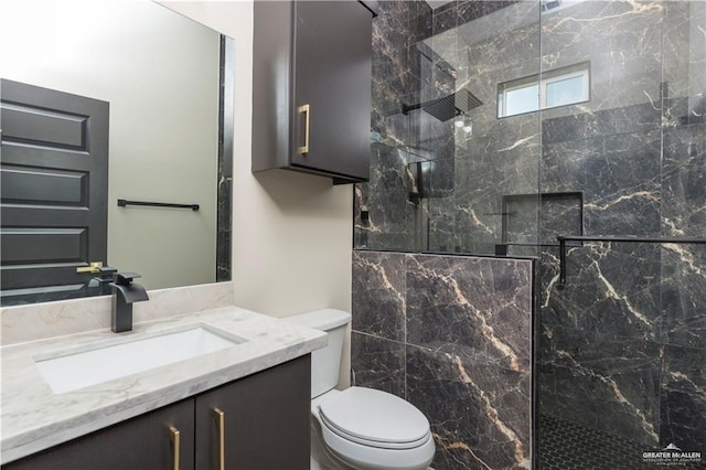 1209 Rhett Dr, Pharr, TX 78577 - bathroom with vanity, toilet, and a marble finish shower