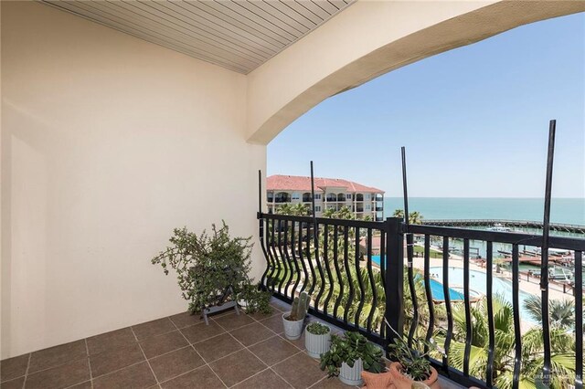 310 E Houston St Unit 1403, Port Isabel, TX 78578 - balcony featuring a water view and view of pool