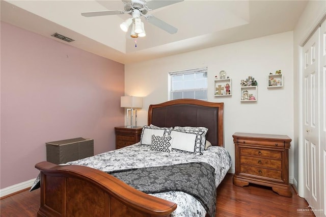 3305 W San Luis Cir, Mission, TX 78573 - bedroom with wood finished floors, baseboards, and ceiling fan