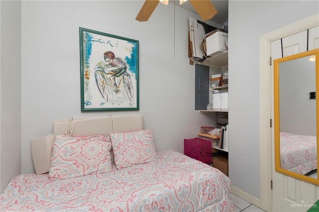 3305 W San Luis Cir, Mission, TX 78573 - bedroom with tile patterned floors and ceiling fan