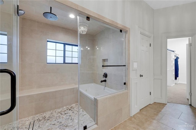 1900 E 2 Mile Line Rd, Mission, TX 78574 - full bath with a tub, tile patterned flooring, and a tile shower
