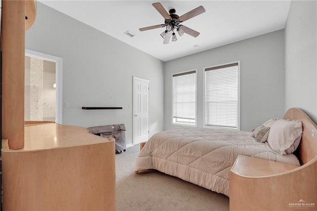 1900 E 2 Mile Line Rd, Mission, TX 78574 - bedroom with carpet flooring, ceiling fan, visible vents, and ensuite bathroom