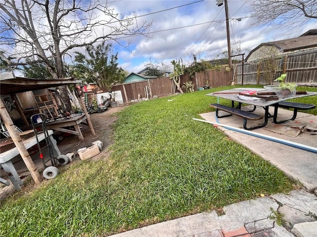 view of yard featuring a fenced backyard