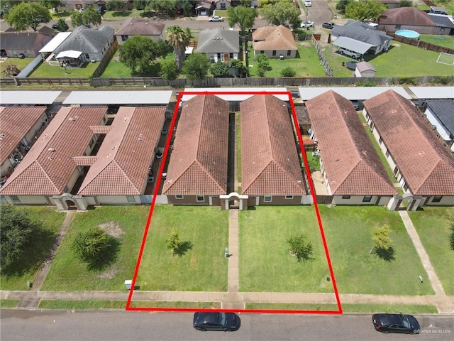 303 S Ridge Ln, San Juan, TX 78589 - aerial view of residential area featuring property boundaries highlighted