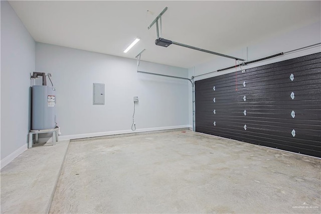 8043 N 50th St, Mcallen, TX 78504 - garage with electric panel, baseboards, a garage door opener, and electric water heater