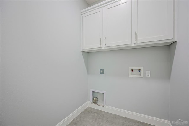 8043 N 50th St, Mcallen, TX 78504 - clothes washing area featuring washer hookup, electric dryer hookup, baseboards, and cabinet space