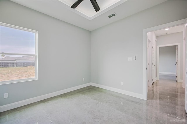 8043 N 50th St, Mcallen, TX 78504 - empty room featuring baseboards, ceiling fan, and visible vents