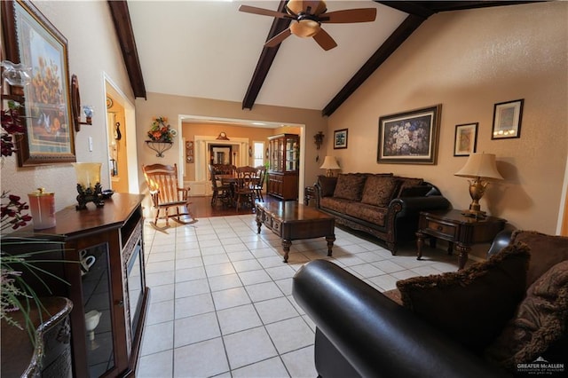 2020 N Lark Ave, Mcallen, TX 78504 - living room with light tile patterned floors and a ceiling fan