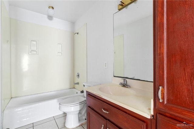 full bathroom with tile patterned floors, vanity, toilet, and shower / bathing tub combination