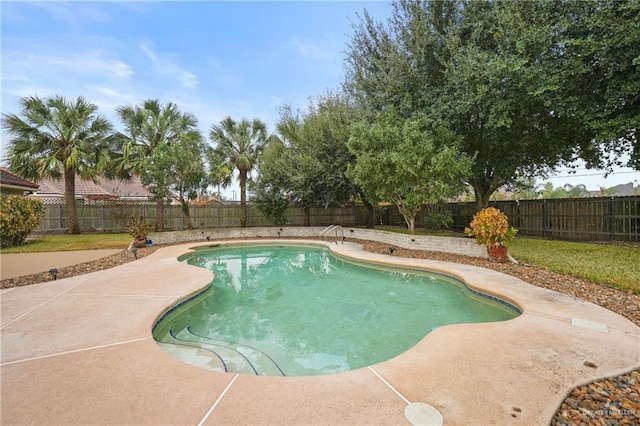 view of swimming pool featuring a patio area