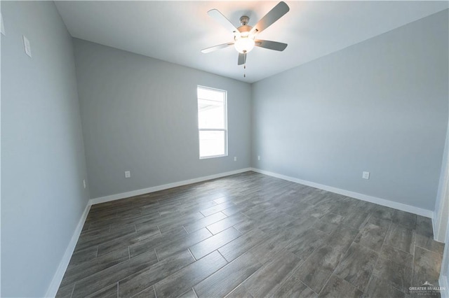 2605 Sage Dr, Weslaco, TX 78596 - spare room with dark wood-type flooring, baseboards, and a ceiling fan
