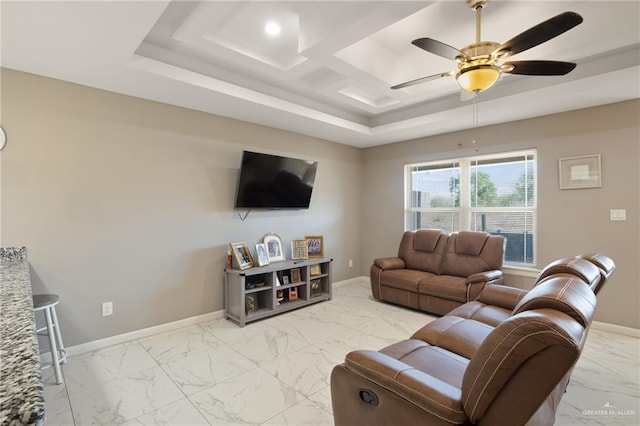 living room with ceiling fan