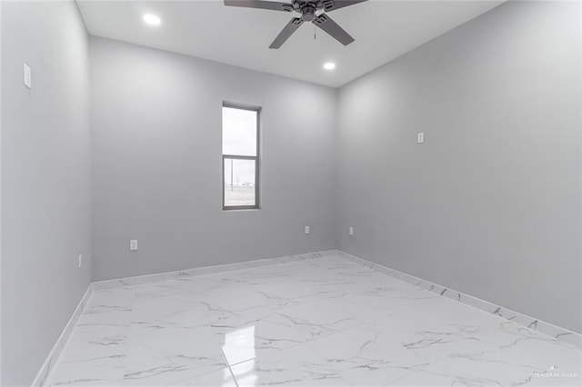 unfurnished room with ceiling fan