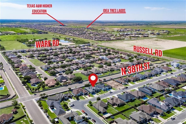 13809 N 37th St, Mcallen, TX 78504 - aerial view of property's location with nearby suburban area