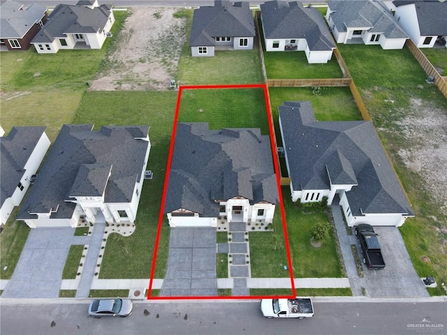 1101 Magnolia St, Mission, TX 78573 - aerial perspective of suburban area featuring property parcel outlined
