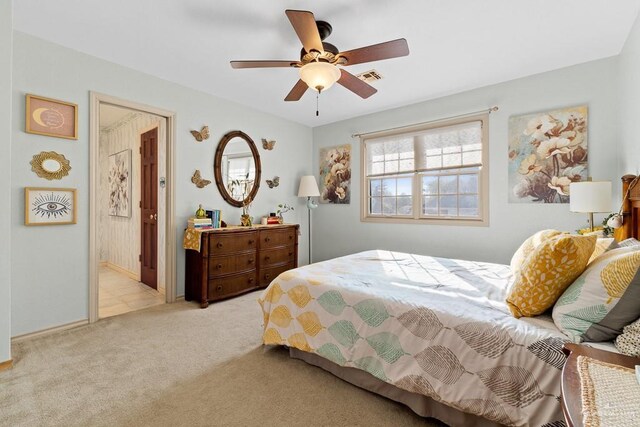 4301 Spring Creek Dr, Corpus Christi, TX 78410 - carpeted bedroom with a ceiling fan and baseboards