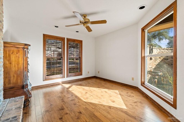 4301 Spring Creek Dr, Corpus Christi, TX 78410 - unfurnished room with light wood-style flooring, ceiling fan, baseboards, and recessed lighting