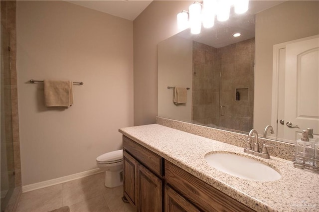 3413 Emory Ave, Mcallen, TX 78504 - full bath featuring vanity, a stall shower, toilet, baseboards, and a chandelier