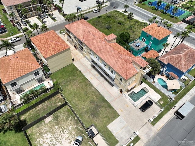 drone / aerial view with a residential view
