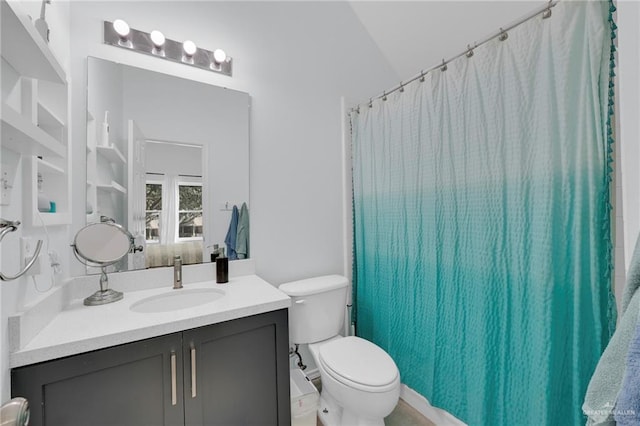 2800 Santa Lydia St, Mission, TX 78572 - bathroom featuring toilet, vanity, and a shower with shower curtain