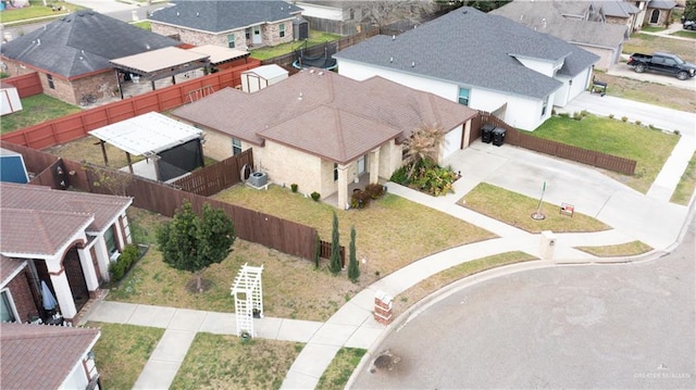 aerial view with a residential view