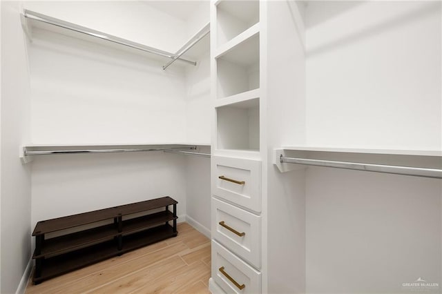 spacious closet with light wood-type flooring