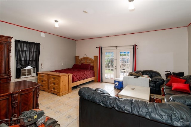 520 W Upas Ave, Mcallen, TX 78501 - bedroom featuring light tile patterned flooring, french doors, access to outside, and cooling unit