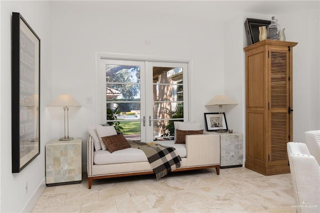 living area with french doors